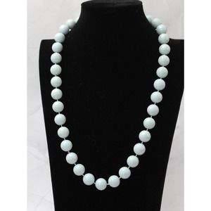 Solid Turquoise Colored Hard Plastic Bead Necklace N70